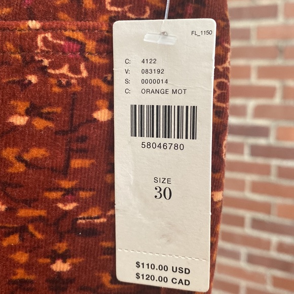 NWT stretchy corduroy high waisted skinny Anthropologie Pilcro pants size 30 - Picture 10 of 13